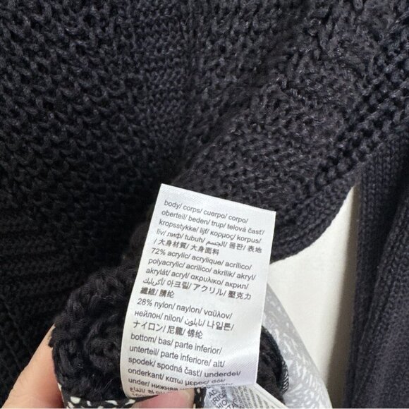 Calvin Klein Womens Medium Cable Open Knit  Shirt Hem Sweater In Black Color - Picture 8 of 11